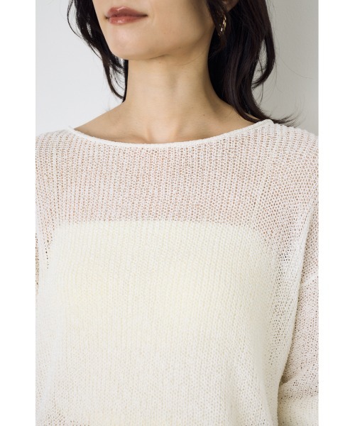 AZUL by moussy（アズールバイマウジー）の「【身長/骨格別着用画像あり】ドライタッチサマーニット　夏服　秋服　春服　メッシュトップス　シアーニット　シアートップス　体系カバー　お尻が隠れる（ニット/セーター・レディース・ブラック/ライトイエロー/オフホワイト/ミント・SMALL/MEDIUM）」の11枚目の写真