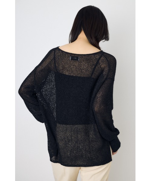 AZUL by moussy（アズールバイマウジー）の「【身長/骨格別着用画像あり】ドライタッチサマーニット　夏服　秋服　春服　メッシュトップス　シアーニット　シアートップス　体系カバー　お尻が隠れる（ニット/セーター・レディース・ブラック/ライトイエロー/オフホワイト/ミント・SMALL/MEDIUM）」の17枚目の写真