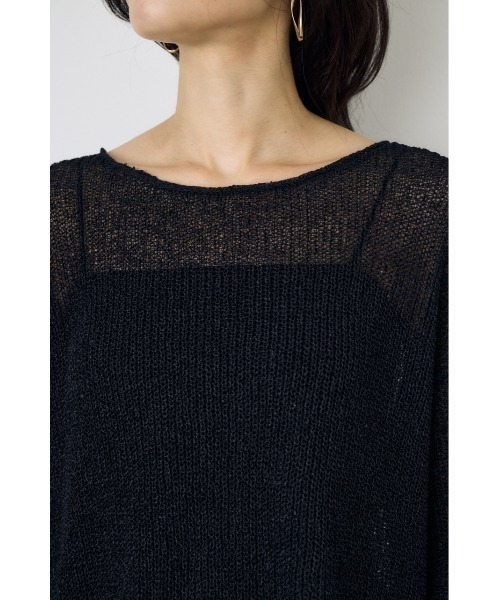 AZUL by moussy（アズールバイマウジー）の「【身長/骨格別着用画像あり】ドライタッチサマーニット　夏服　秋服　春服　メッシュトップス　シアーニット　シアートップス　体系カバー　お尻が隠れる（ニット/セーター・レディース・ブラック/ライトイエロー/オフホワイト/ミント・SMALL/MEDIUM）」の19枚目の写真