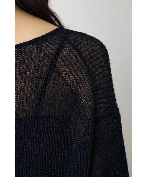 AZUL by moussy（アズールバイマウジー）の「【身長/骨格別着用画像あり】ドライタッチサマーニット　夏服　秋服　春服　メッシュトップス　シアーニット　シアートップス　体系カバー　お尻が隠れる（ニット/セーター・レディース・ブラック/ライトイエロー/オフホワイト/ミント・SMALL/MEDIUM）」の20枚目の写真