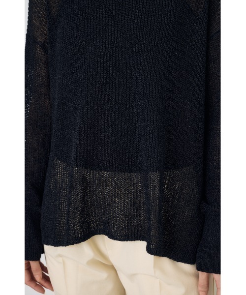 AZUL by moussy（アズールバイマウジー）の「【身長/骨格別着用画像あり】ドライタッチサマーニット　夏服　秋服　春服　メッシュトップス　シアーニット　シアートップス　体系カバー　お尻が隠れる（ニット/セーター・レディース・ブラック/ライトイエロー/オフホワイト/ミント・SMALL/MEDIUM）」の21枚目の写真