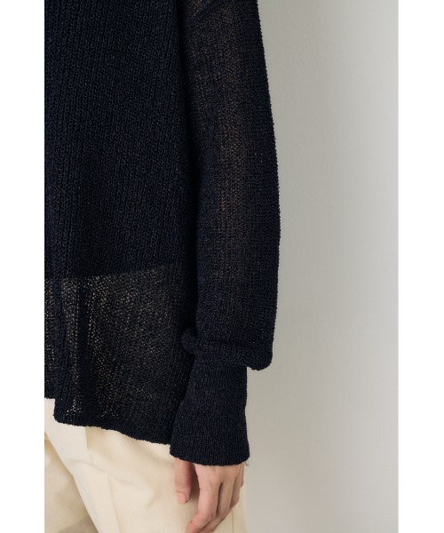 AZUL by moussy（アズールバイマウジー）の「【身長/骨格別着用画像あり】ドライタッチサマーニット　夏服　秋服　春服　メッシュトップス　シアーニット　シアートップス　体系カバー　お尻が隠れる（ニット/セーター・レディース・ブラック/ライトイエロー/オフホワイト/ミント・SMALL/MEDIUM）」の22枚目の写真