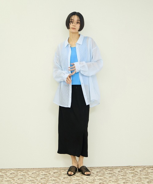 VICKY（ビッキー）の「シアーストライプシャツ（シャツ/ブラウス・レディース・ブルー/ピンク/イエロー・M）」の5枚目の写真