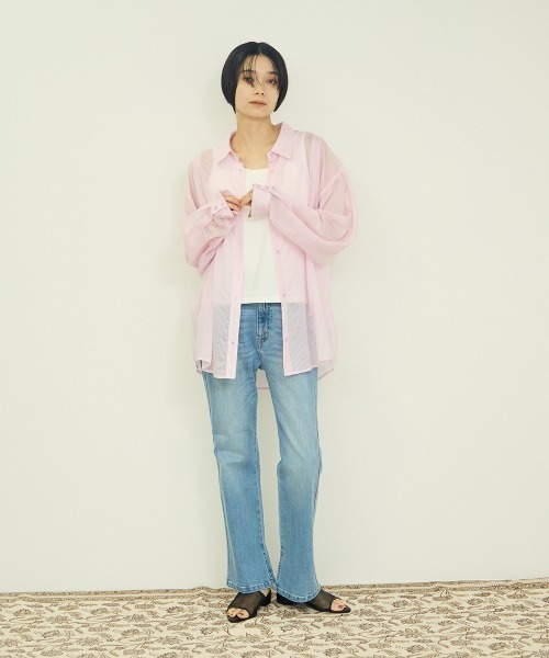 VICKY（ビッキー）の「シアーストライプシャツ（シャツ/ブラウス・レディース・ブルー/ピンク/イエロー・M）」の16枚目の写真