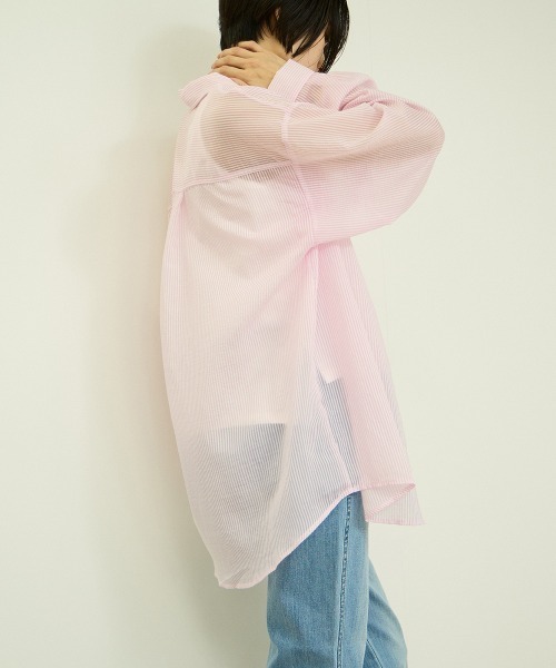 VICKY（ビッキー）の「シアーストライプシャツ（シャツ/ブラウス・レディース・ブルー/ピンク/イエロー・M）」の17枚目の写真