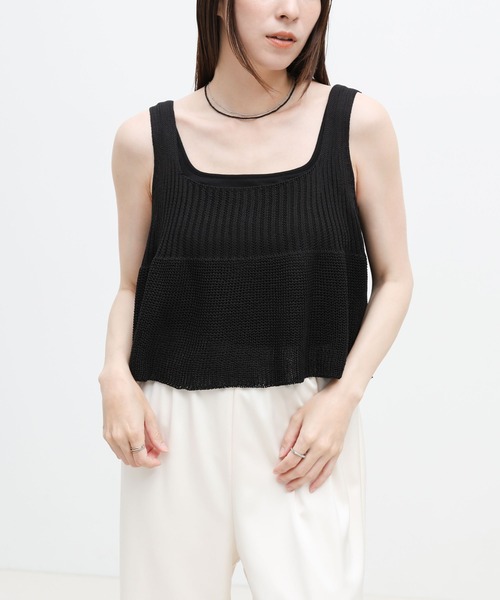 select MOCA(セレクトモカ)の「フレアサマーニットショートビスチェ(キャミソール・レディース・グレー/ブラック/ベージュ・FREE)」の1枚目の写真