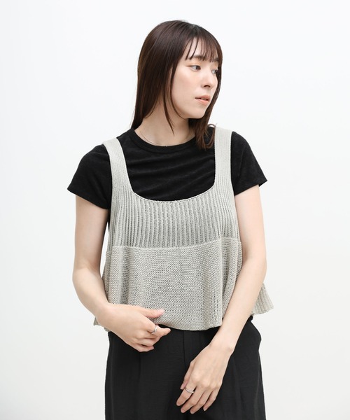 select MOCA(セレクトモカ)の「フレアサマーニットショートビスチェ(キャミソール・レディース・グレー/ブラック/ベージュ・FREE)」の22枚目の写真