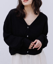 針抜きリブショートカーデ