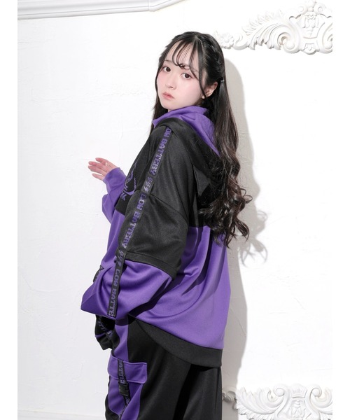 NOEMIE(ノエミー)の「サイバー配色2WAYユニセックスジャージパンツ(スウェットパンツ・レディース・パープル/ブラック/オフホワイト・M)」の11枚目の写真