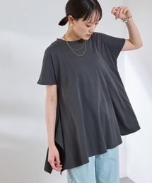 《汗染み防止》エブ楽 天竺アシメトリーデザインTシャツ【CROSS FUNCTION/クロスファンクション】