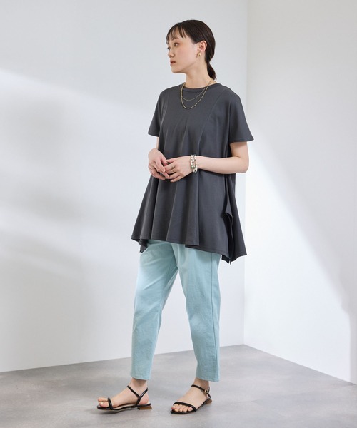 CROSS FUNCTION(クロスファンクション)の「《汗染み防止》エブ楽 天竺アシメトリーデザインTシャツ【CROSS FUNCTION/クロスファンクション】(Tシャツ/カットソー・レディース・チャコールグレー/オフホワイト・M/L/LL)」の12枚目の写真