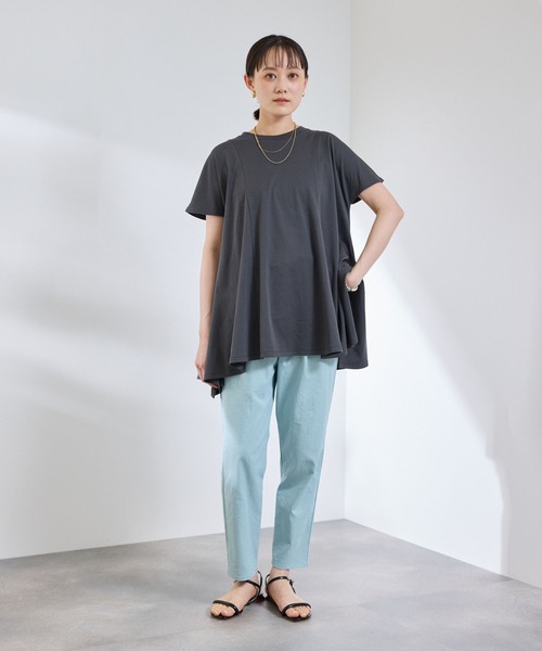 CROSS FUNCTION(クロスファンクション)の「《汗染み防止》エブ楽 天竺アシメトリーデザインTシャツ【CROSS FUNCTION/クロスファンクション】(Tシャツ/カットソー・レディース・チャコールグレー/オフホワイト・M/L/LL)」の13枚目の写真