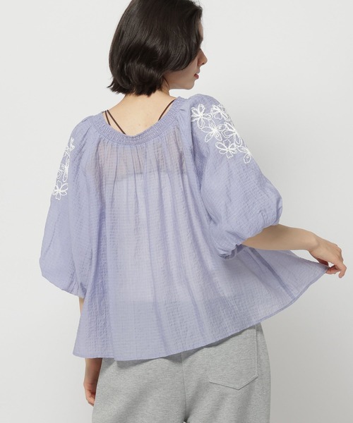 niko and...（ニコアンド）の「袖刺繍シアーブラウス（シャツ/ブラウス・レディース・サックスブルー/ブラック/オフホワイト・LARGE/MEDIUM）」の12枚目の写真