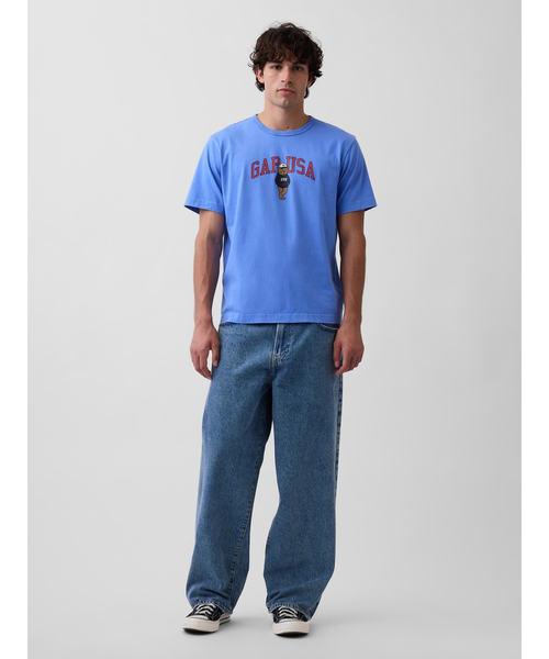 GAP（ギャップ）の「リラックスフィット ブラナンベア GAPロゴTシャツ（Tシャツ/カットソー・メンズ・ブルー/スカイブルー/オフホワイト・S/L/M/XL/XS）」の5枚目の写真