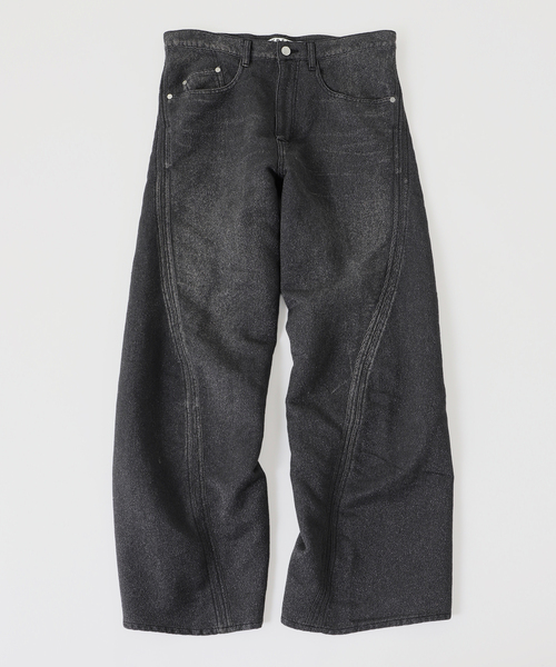 NVRFRGT(ネヴァーフォーゲット)の「NVRFRGT / ネヴァーフォーゲット GLITTER TWILL 3D TWISTED WIDE LE(デニムパンツ・メンズ・ブラック系その他・2/1)」の4枚目の写真