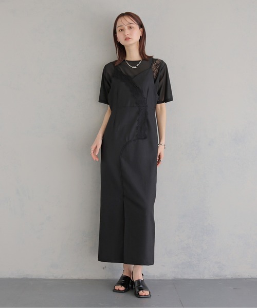 &g'aime(アンジェム)の「【&g'aime 】レースレイヤーワンピース LaceLayerDress(ワンピース・レディース・ブラック/アイボリー・FREE)」の1枚目の写真