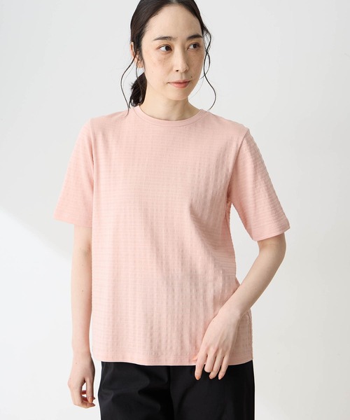 DECOY SINCE 1981（デコイシンスイチキュウハチイチ）の「ひやさらジャガードチュニック Tシャツ【冷感】【UVカット】（Tシャツ/カットソー・レディース・グレー/ピンク/ネイビー・M/L/LL）」の3枚目の写真