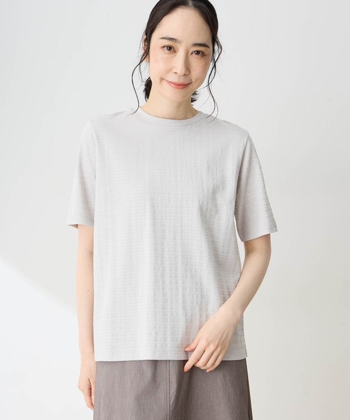 DECOY SINCE 1981（デコイシンスイチキュウハチイチ）の「ひやさらジャガードチュニック Tシャツ【冷感】【UVカット】（Tシャツ/カットソー・レディース・グレー/ピンク/ネイビー・M/L/LL）」の11枚目の写真