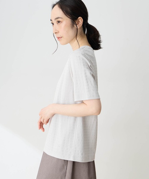 DECOY SINCE 1981（デコイシンスイチキュウハチイチ）の「ひやさらジャガードチュニック Tシャツ【冷感】【UVカット】（Tシャツ/カットソー・レディース・グレー/ピンク/ネイビー・M/L/LL）」の12枚目の写真