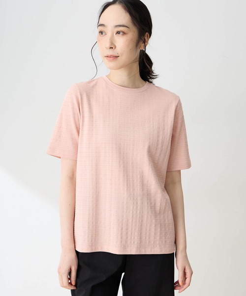 DECOY SINCE 1981（デコイシンスイチキュウハチイチ）の「ひやさらジャガードチュニック Tシャツ【冷感】【UVカット】（Tシャツ/カットソー・レディース・グレー/ピンク/ネイビー・M/L/LL）」の14枚目の写真