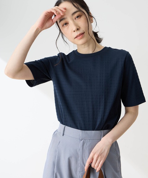 DECOY SINCE 1981（デコイシンスイチキュウハチイチ）の「ひやさらジャガードチュニック Tシャツ【冷感】【UVカット】（Tシャツ/カットソー・レディース・グレー/ピンク/ネイビー・M/L/LL）」の15枚目の写真