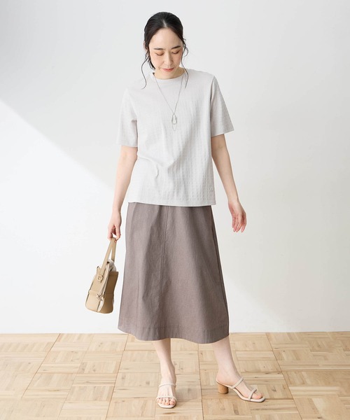 DECOY SINCE 1981（デコイシンスイチキュウハチイチ）の「ひやさらジャガードチュニック Tシャツ【冷感】【UVカット】（Tシャツ/カットソー・レディース・グレー/ピンク/ネイビー・M/L/LL）」の21枚目の写真