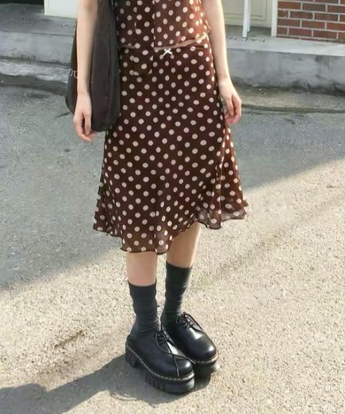Vipoa(ヴィポア)の「Brown dot midi sk(スカート・レディース・ブラウン系その他・LARGE/MEDIUM)」の6枚目の写真