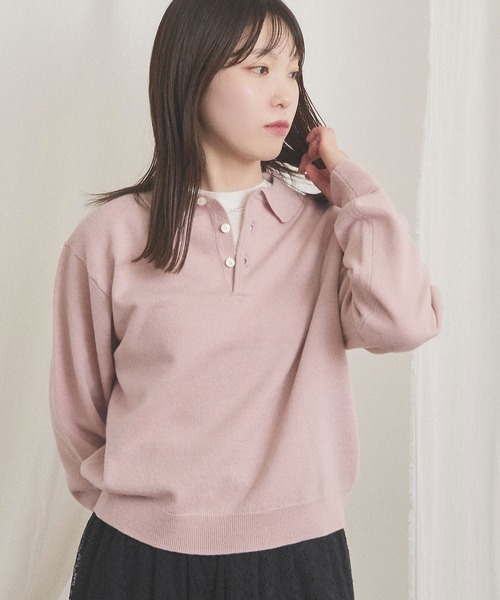 fig London(フィグロンドン)の「gentle polo knit(ニット/セーター・レディース・ホワイト/グレー/ピンク・FREE)」の3枚目の写真