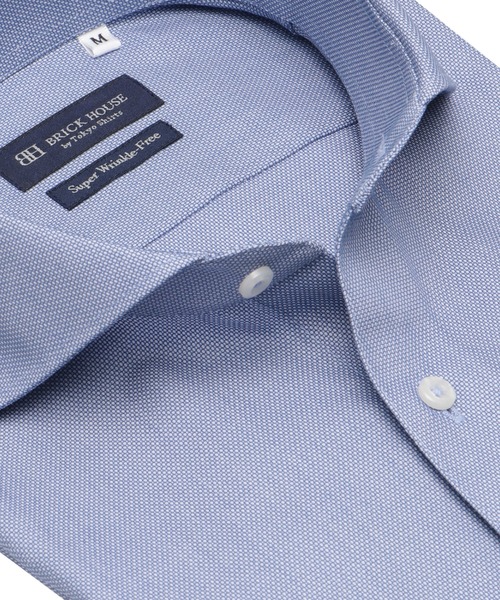 TOKYO SHIRTS(トウキョウシャツ)の「【超形態安定】【吸水速乾】 形態安定ノンアイロン ホリゾンタルワイド 半袖ビジネスワイシャツ(ビジネスシャツ・メンズ・ブルー・首回り37cm/首回り39cm/首回り41cm/首回り42cm/首回り43cm)」の2枚目の写真