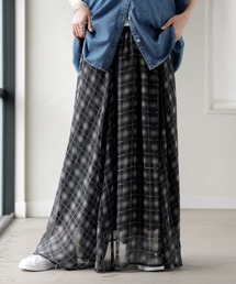 シフォンチェックロングスカート