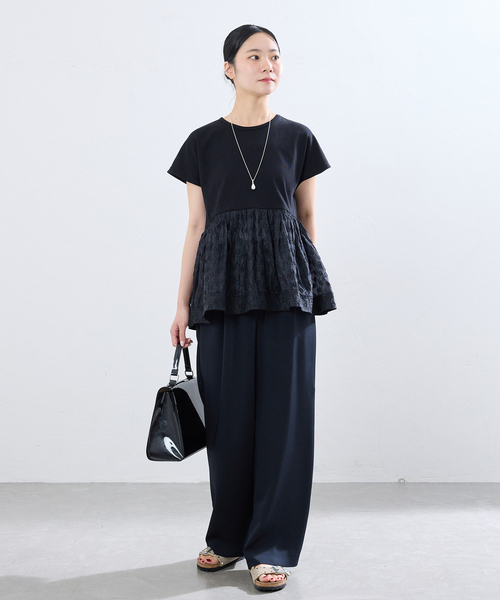 Torrazzo Donna(トラッゾドンナ)の「TORRAZZO DONNA/トラッゾドンナ ドットTシャツ(Tシャツ/カットソー・レディース・ホワイト/ブラック・FREE)」の4枚目の写真