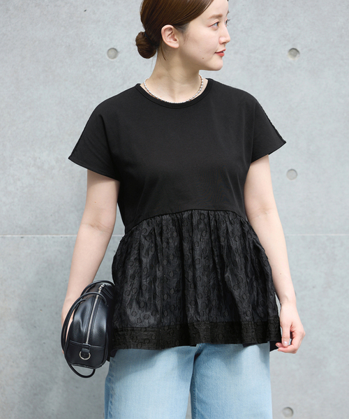 Torrazzo Donna(トラッゾドンナ)の「TORRAZZO DONNA/トラッゾドンナ ドットTシャツ(Tシャツ/カットソー・レディース・ホワイト/ブラック・FREE)」の6枚目の写真