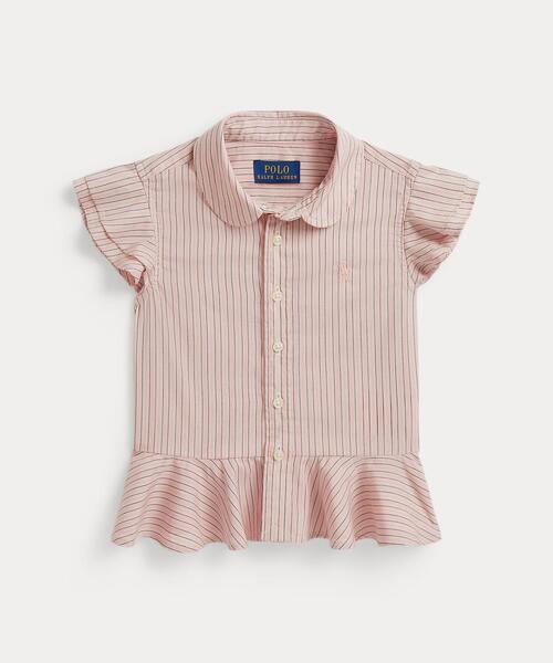 POLO RALPH LAUREN CHILDRENSWEAR(ポロ ラルフ ローレン チルドレンズウェア)の「ストライプド コットン ペプラム シャツ(シャツ/ブラウス・キッズ・マルチ・4/6/3)」の1枚目の写真