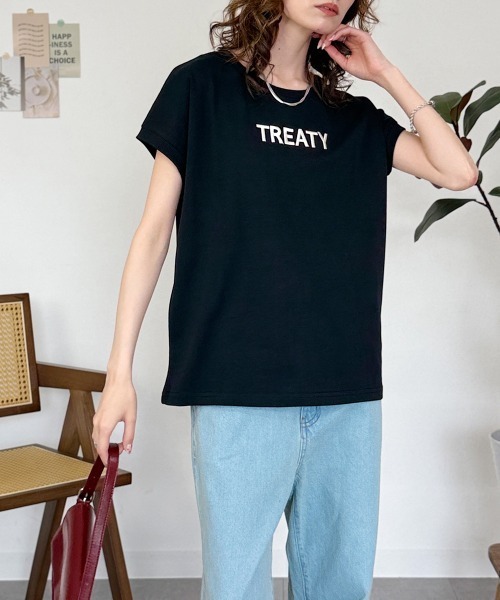 RCD（アールシーディー）の「ロゴ刺繍ヘビーウェイトTシャツ（Tシャツ/カットソー・レディース・オフホワイト/ブラック・M）」の2枚目の写真
