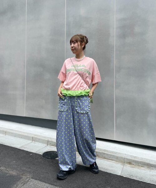 HELLO.SANFRANCISCO(ハローサンフランシスコ)の「【HELLO.SANFRANCISCO/ハローサンフランシスコ】ドット柄フリルポケットボリュームパンツ(スウェットパンツ・レディース・ピンク/グレー/ブラウン・ONE SIZE)」の5枚目の写真