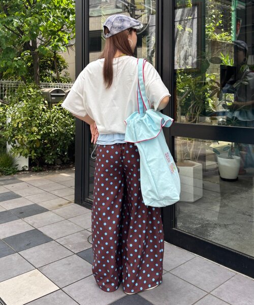 HELLO.SANFRANCISCO(ハローサンフランシスコ)の「【HELLO.SANFRANCISCO/ハローサンフランシスコ】ドット柄フリルポケットボリュームパンツ(スウェットパンツ・レディース・ピンク/グレー/ブラウン・ONE SIZE)」の10枚目の写真