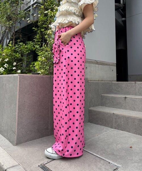 HELLO.SANFRANCISCO(ハローサンフランシスコ)の「【HELLO.SANFRANCISCO/ハローサンフランシスコ】ドット柄フリルポケットボリュームパンツ(スウェットパンツ・レディース・ピンク/グレー/ブラウン・ONE SIZE)」の17枚目の写真