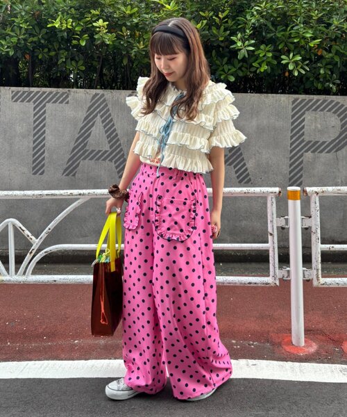 HELLO.SANFRANCISCO(ハローサンフランシスコ)の「【HELLO.SANFRANCISCO/ハローサンフランシスコ】ドット柄フリルポケットボリュームパンツ(スウェットパンツ・レディース・ピンク/グレー/ブラウン・ONE SIZE)」の19枚目の写真
