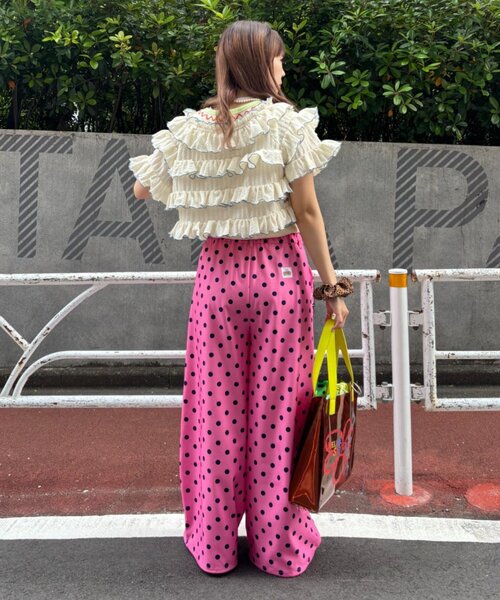 HELLO.SANFRANCISCO(ハローサンフランシスコ)の「【HELLO.SANFRANCISCO/ハローサンフランシスコ】ドット柄フリルポケットボリュームパンツ(スウェットパンツ・レディース・ピンク/グレー/ブラウン・ONE SIZE)」の21枚目の写真