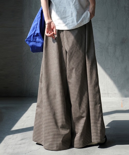 antiqua(アンティカ)の「ギンガムチェック ワイドパンツ(その他パンツ・レディース・ブラックミックス・ONESIZE)」の5枚目の写真