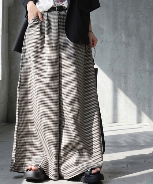 antiqua(アンティカ)の「ギンガムチェック ワイドパンツ(その他パンツ・レディース・ブラックミックス・ONESIZE)」の7枚目の写真