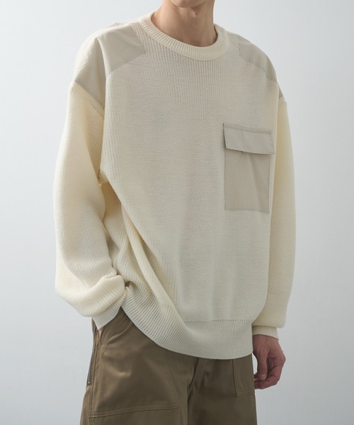 N.HOOLYWOOD（N.ハリウッド）の「【N.HOOLYWOOD】別注 COMBAT KNIT PO（ニット/セーター・メンズ・ホワイト/ブラック・40/42）」の2枚目の写真