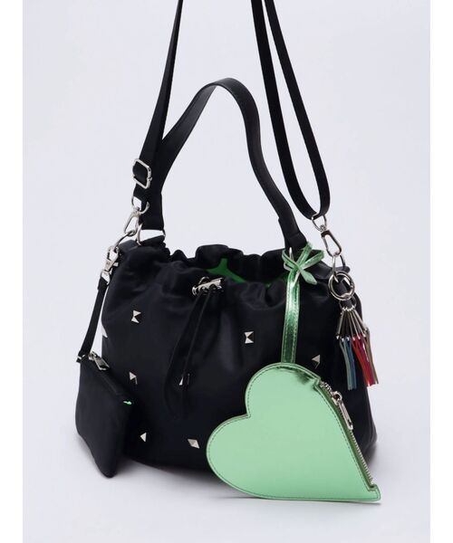cheek（BAG）（チーク）の「【cheek】heart pouch studs 2way shoulder（ハンドバッグ・レディース・グレー/カーキ/ブラック・FREE）」の10枚目の写真