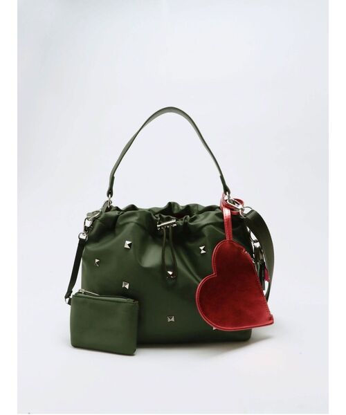 cheek（BAG）（チーク）の「【cheek】heart pouch studs 2way shoulder（ハンドバッグ・レディース・グレー/カーキ/ブラック・FREE）」の21枚目の写真