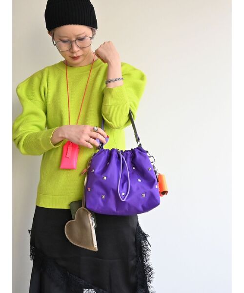 cheek（BAG）（チーク）の「【cheek】heart pouch studs 2way shoulder（ハンドバッグ・レディース・グレー/カーキ/ブラック・FREE）」の14枚目の写真