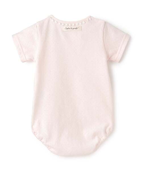 Sophie la girafe(ソフィーラジラフ)の「レース半袖ボディスーツ【日本製】(ロンパース・キッズ・オフホワイト/ピンク・60cm/80cm/70cm)」の3枚目の写真