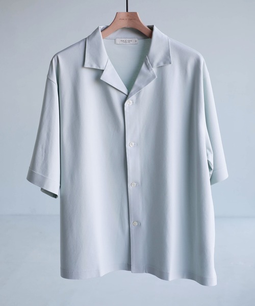 PUBLIC TOKYO(パブリックトウキョウ)の「クールタッチコットンSHIRTS /接触冷感/コットン100%/ウォッシャブル/夏服/オープンカラー/開襟/伸縮性/耐久性(Tシャツ/カットソー・メンズ・イエロー/ブルー/ミント/ダークグレー・2/1)」の3枚目の写真