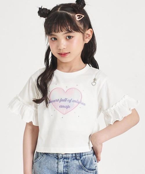 ANAP kids(アナップキッズ)の「肩ジップ 袖フリルTシャツ トップス(Tシャツ/カットソー・キッズ・ホワイト/ラベンダー・110/120/130)」の16枚目の写真