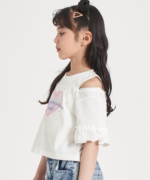 ANAP kids(アナップキッズ)の「肩ジップ 袖フリルTシャツ トップス(Tシャツ/カットソー・キッズ・ホワイト/ラベンダー・110/120/130)」の17枚目の写真