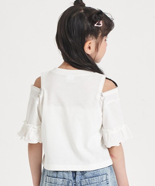 ANAP kids(アナップキッズ)の「肩ジップ 袖フリルTシャツ トップス(Tシャツ/カットソー・キッズ・ホワイト/ラベンダー・110/120/130)」の18枚目の写真